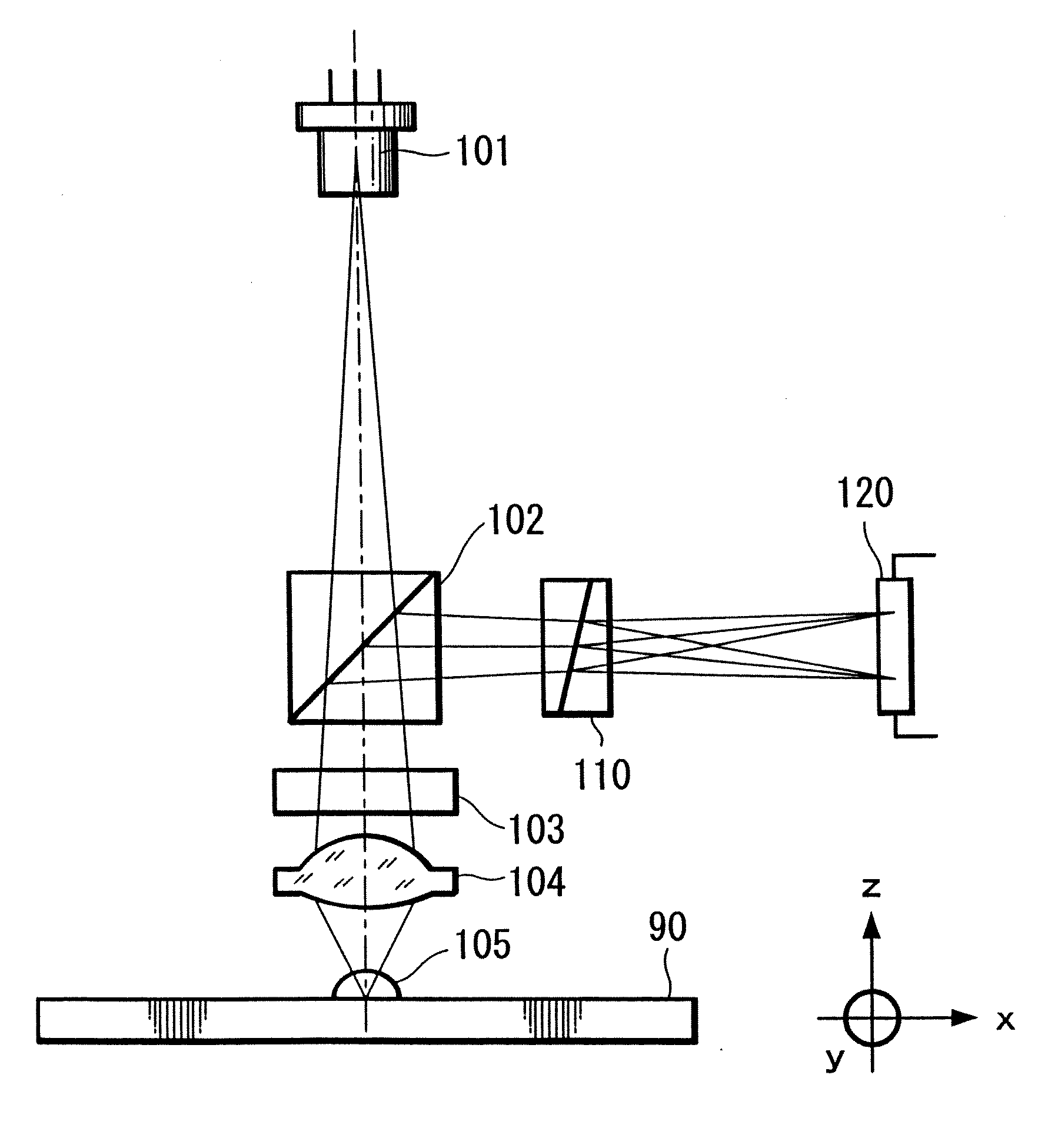 Optical pickup device, recording and reproducing apparatus and gap detection method