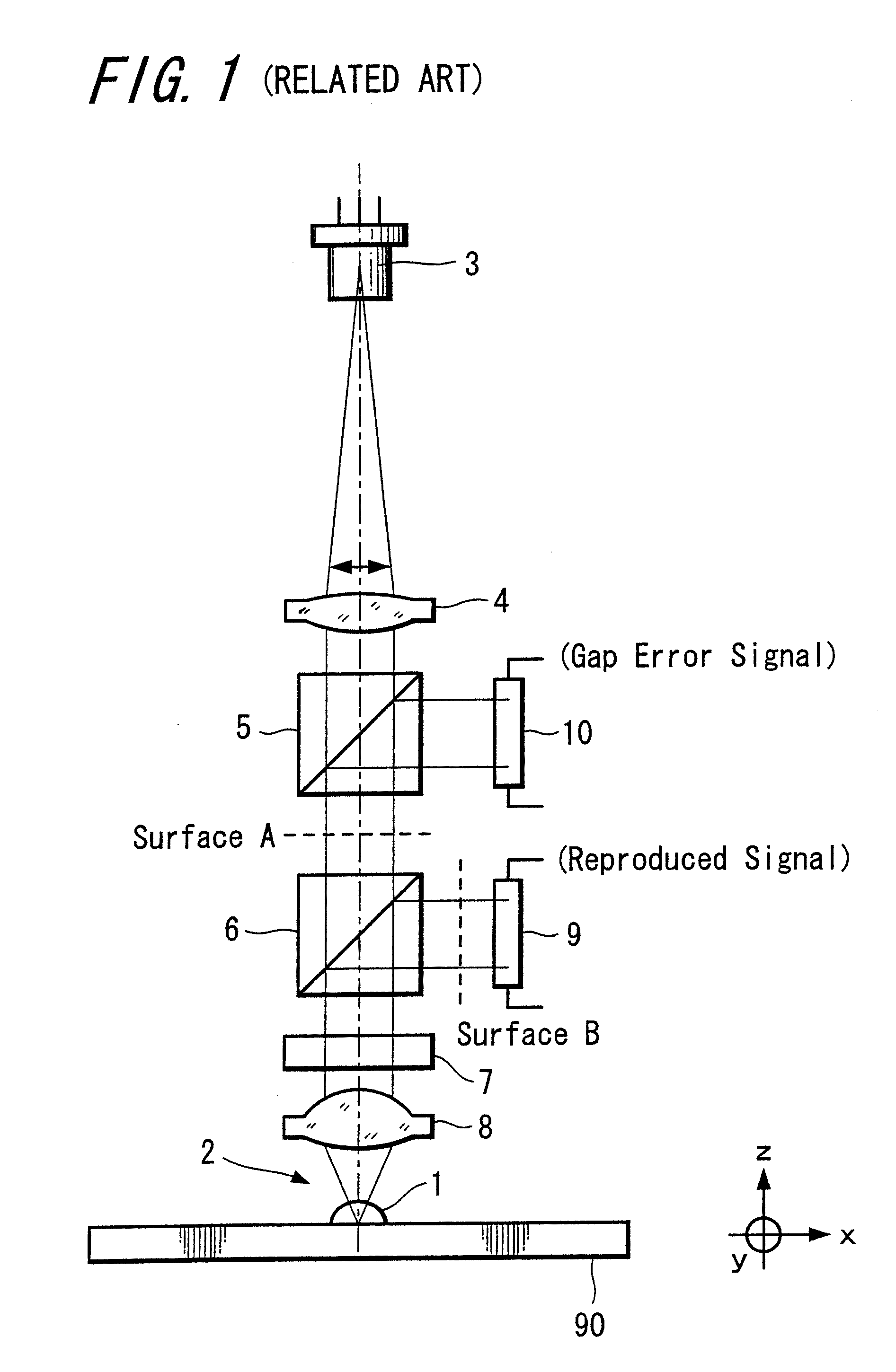 Optical pickup device, recording and reproducing apparatus and gap detection method