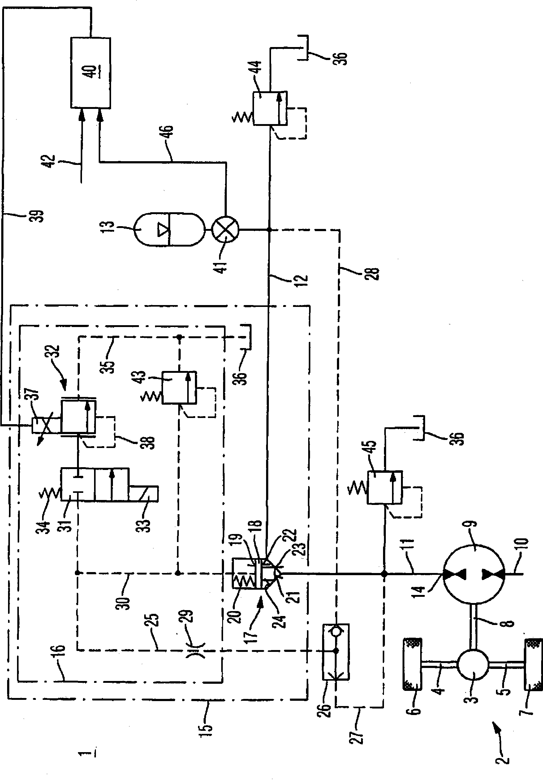 Drive with an energy recovery function having a brake pressure control valve