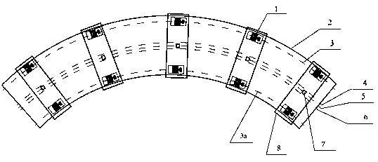 Curved bridge step pushing method