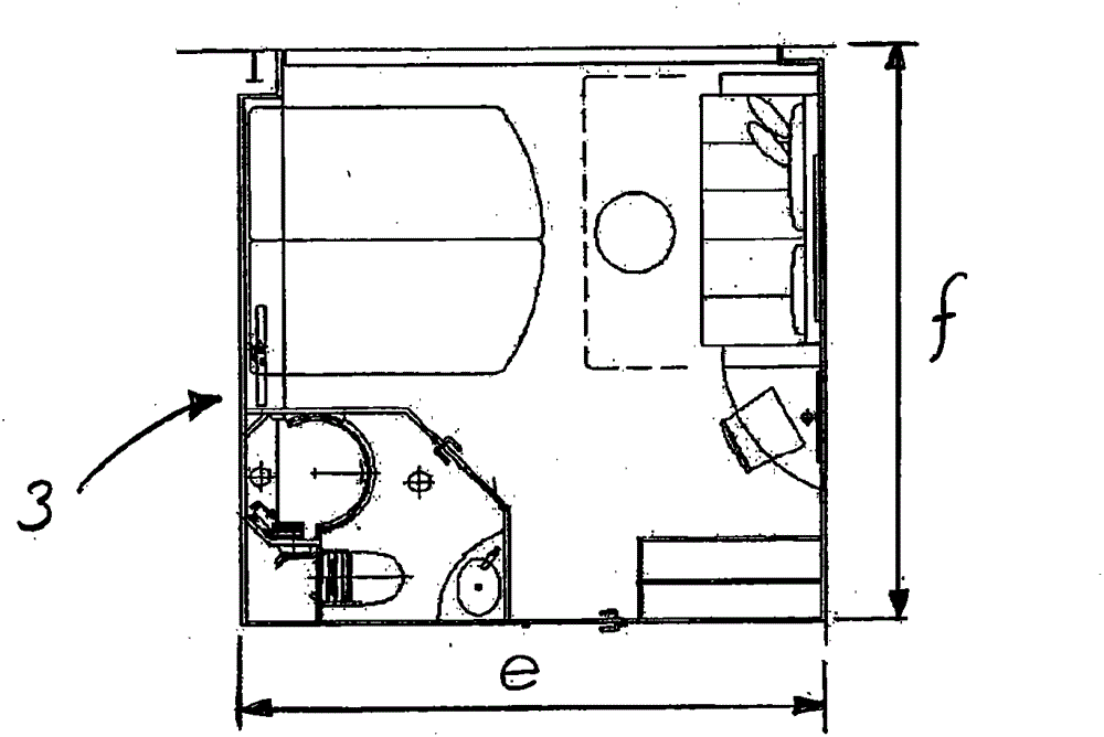 A floating structure, ship, especially a monohull cruise ship or similar structure