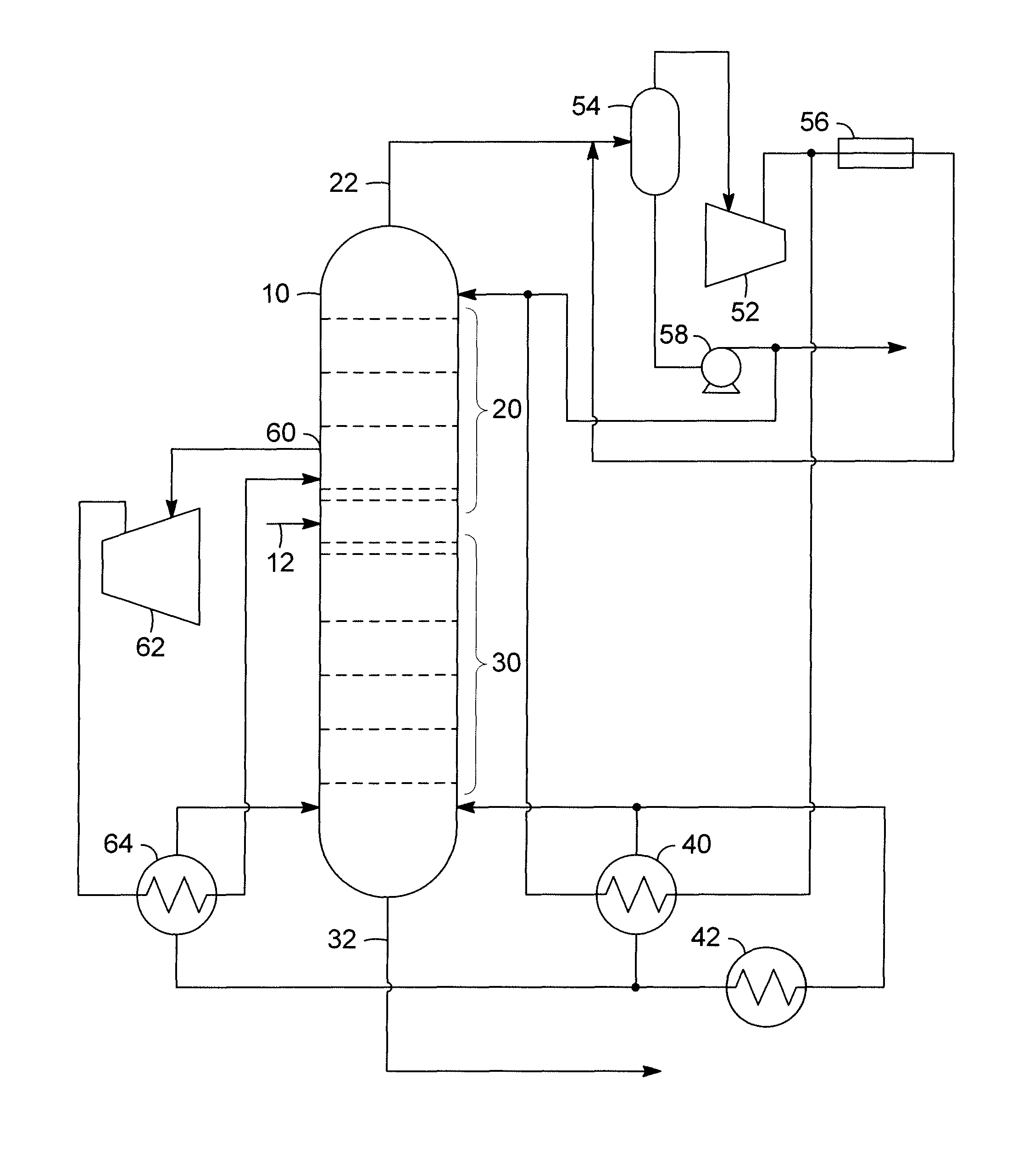 Heat pump for high purity bottom product