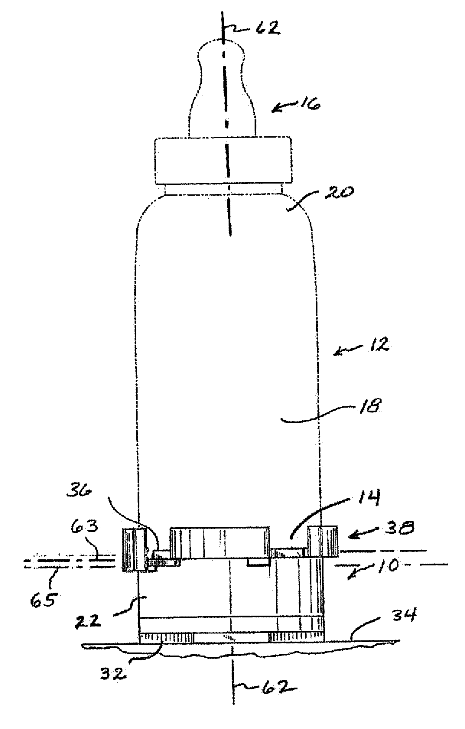 Detachable musical base for baby bottle