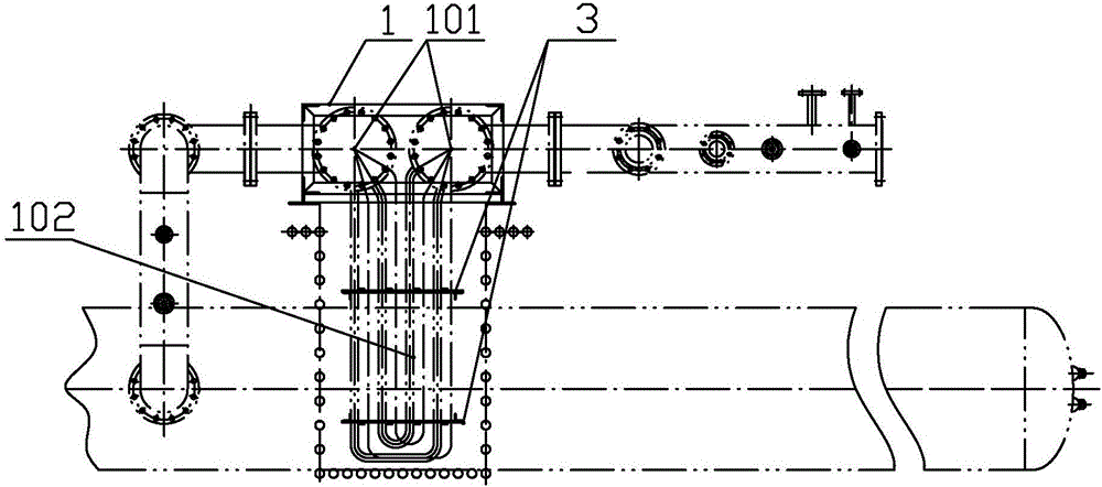 Superheater protecting device with thermal expansion eliminating function