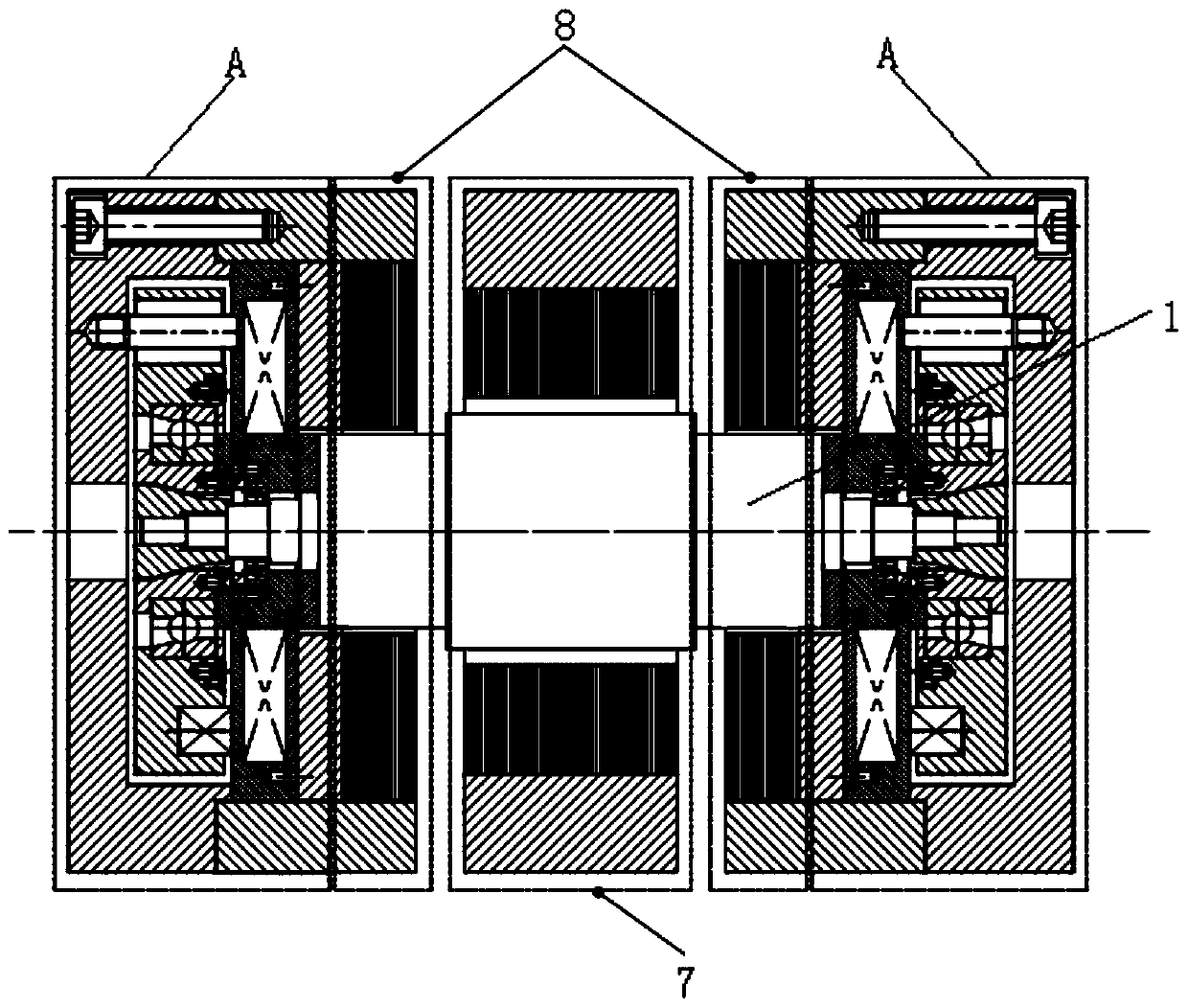 Integrated electromagnetic protective bearing device