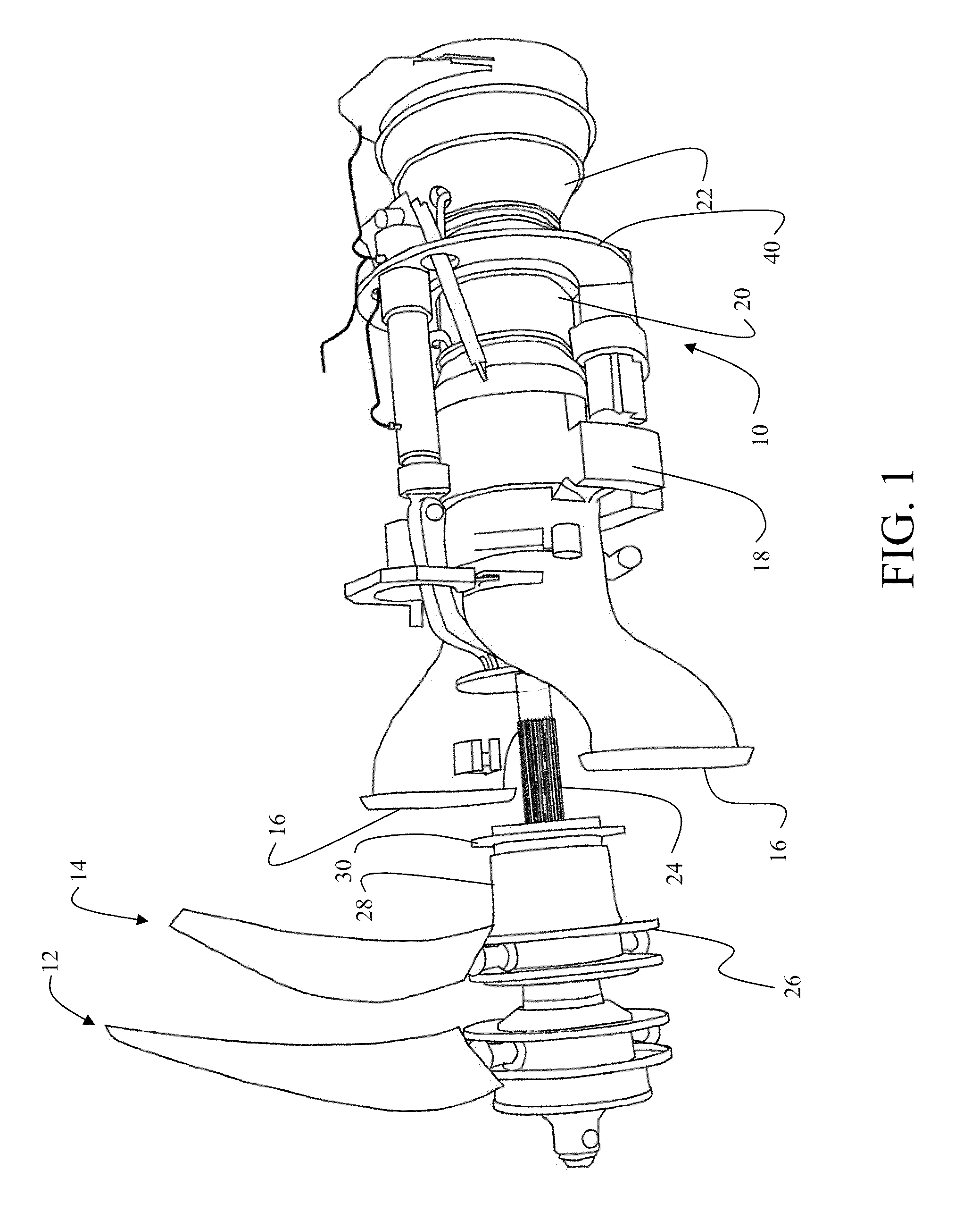 Counter rotating fan design and variable blade row spacing optimization for low environmental impact