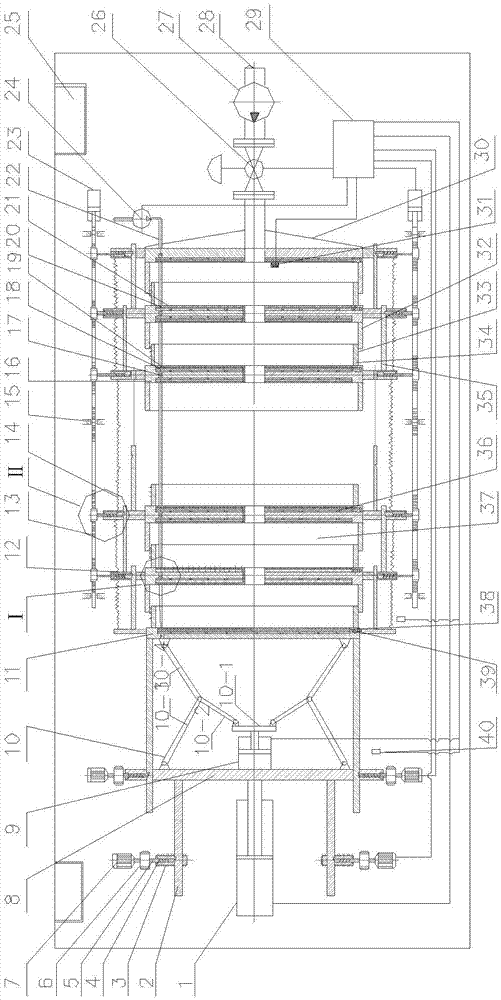 High-throughput capacity sewage sludge depth reducing device