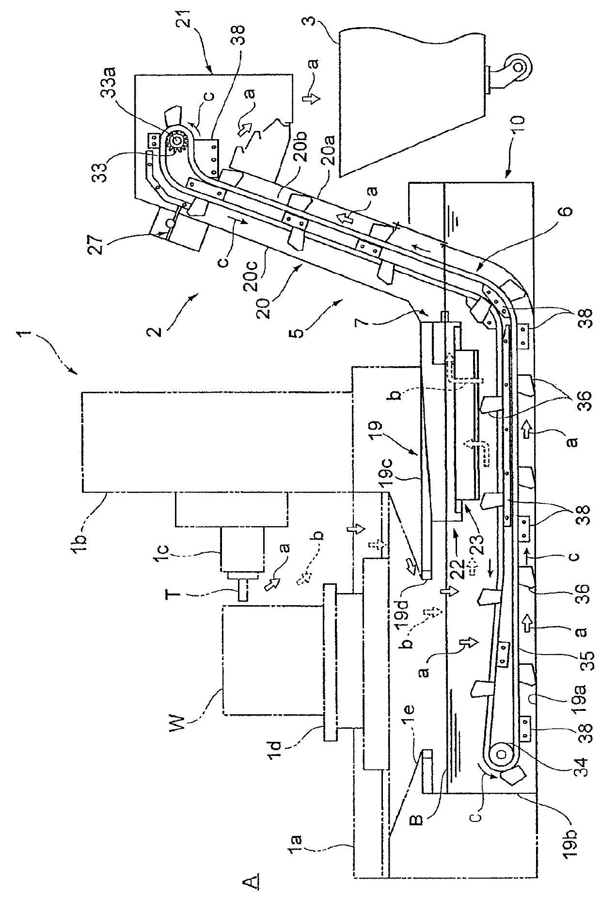 Chip disposal device of machine tool