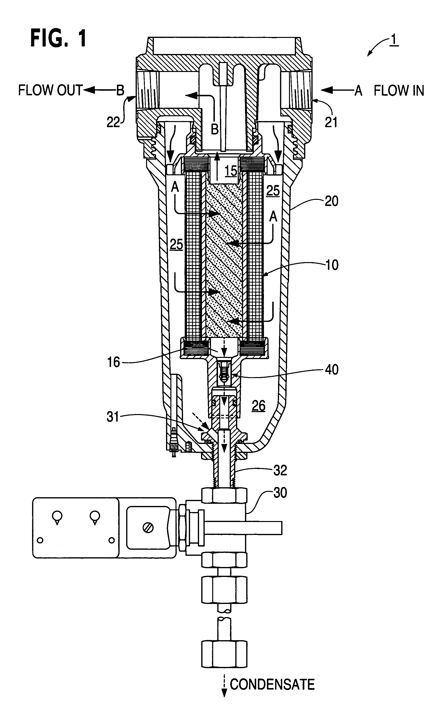 Coalescing type filter apparatus and method