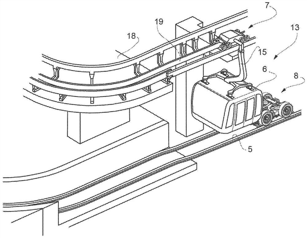 Hybrid cable/rail transportation system, transportation unit for such a transportation system and method for operating such transportation system