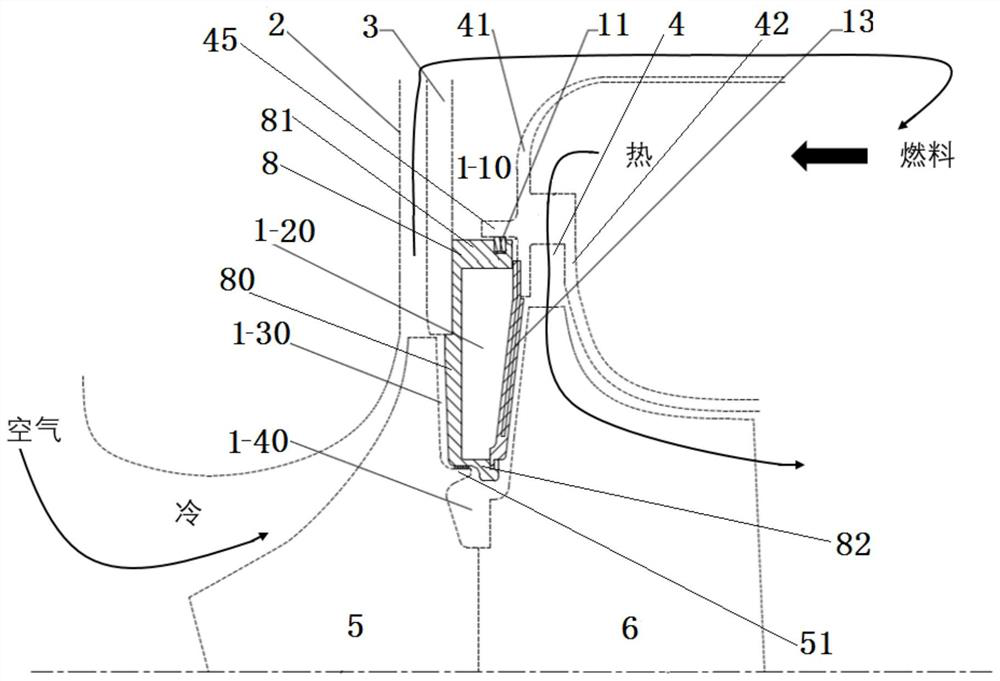 Interstage sealing device for gas compressor and turbine rotor of small gas turbine