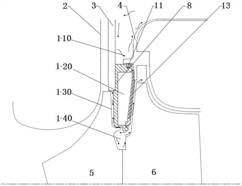 Interstage sealing device for gas compressor and turbine rotor of small gas turbine