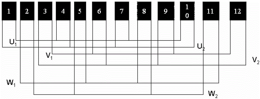 Three-phase asynchronous motor stator and rotor double-layer winding four-way triangular three-lead wiring method