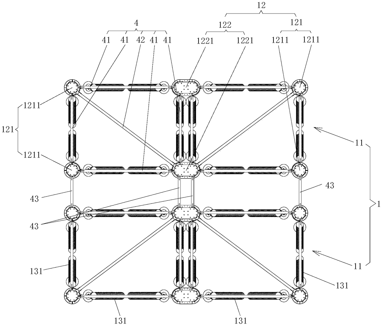 Extra-high voltage flexible direct current transmission support type valve tower