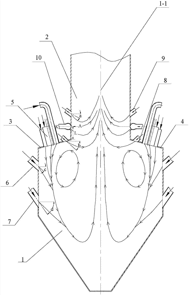 Porous ammonia spraying device used for W-flame boiler high-temperature reduction zone