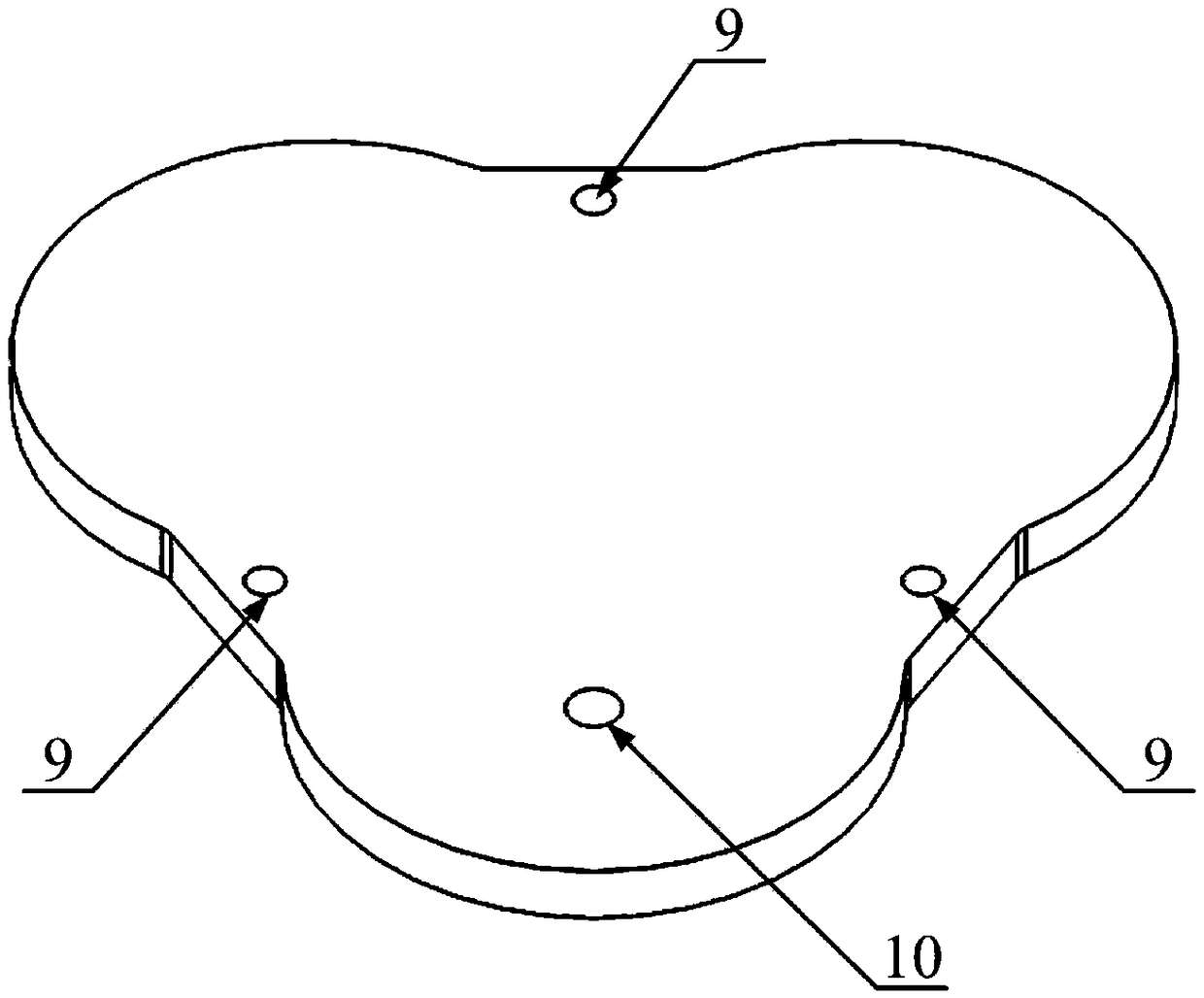 Conformal driving three-lobed flextensional transducer