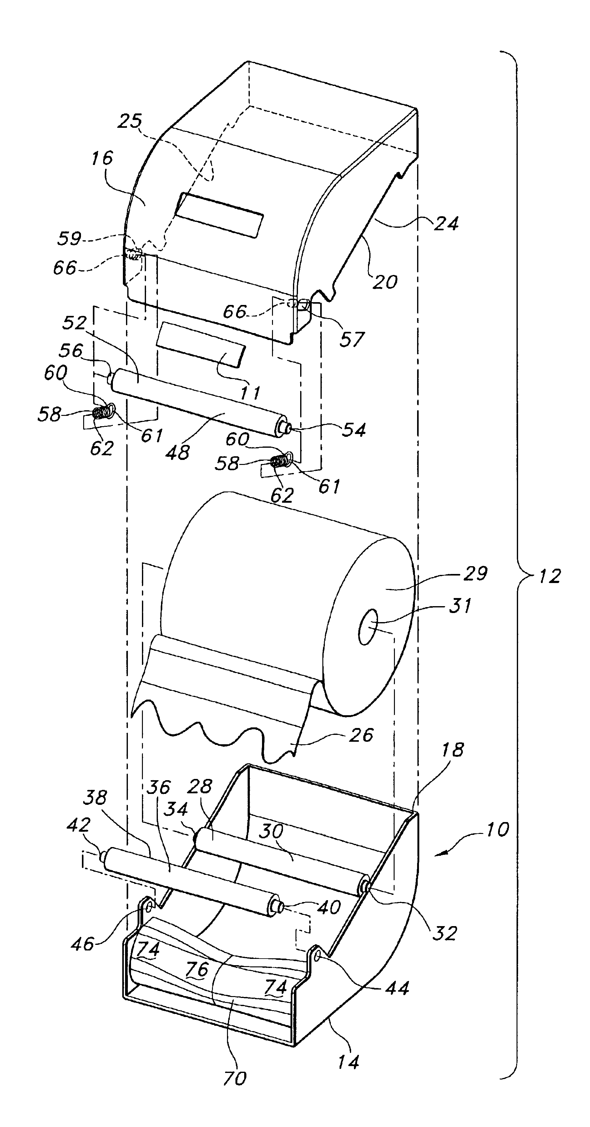 Dispenser for rolled paper