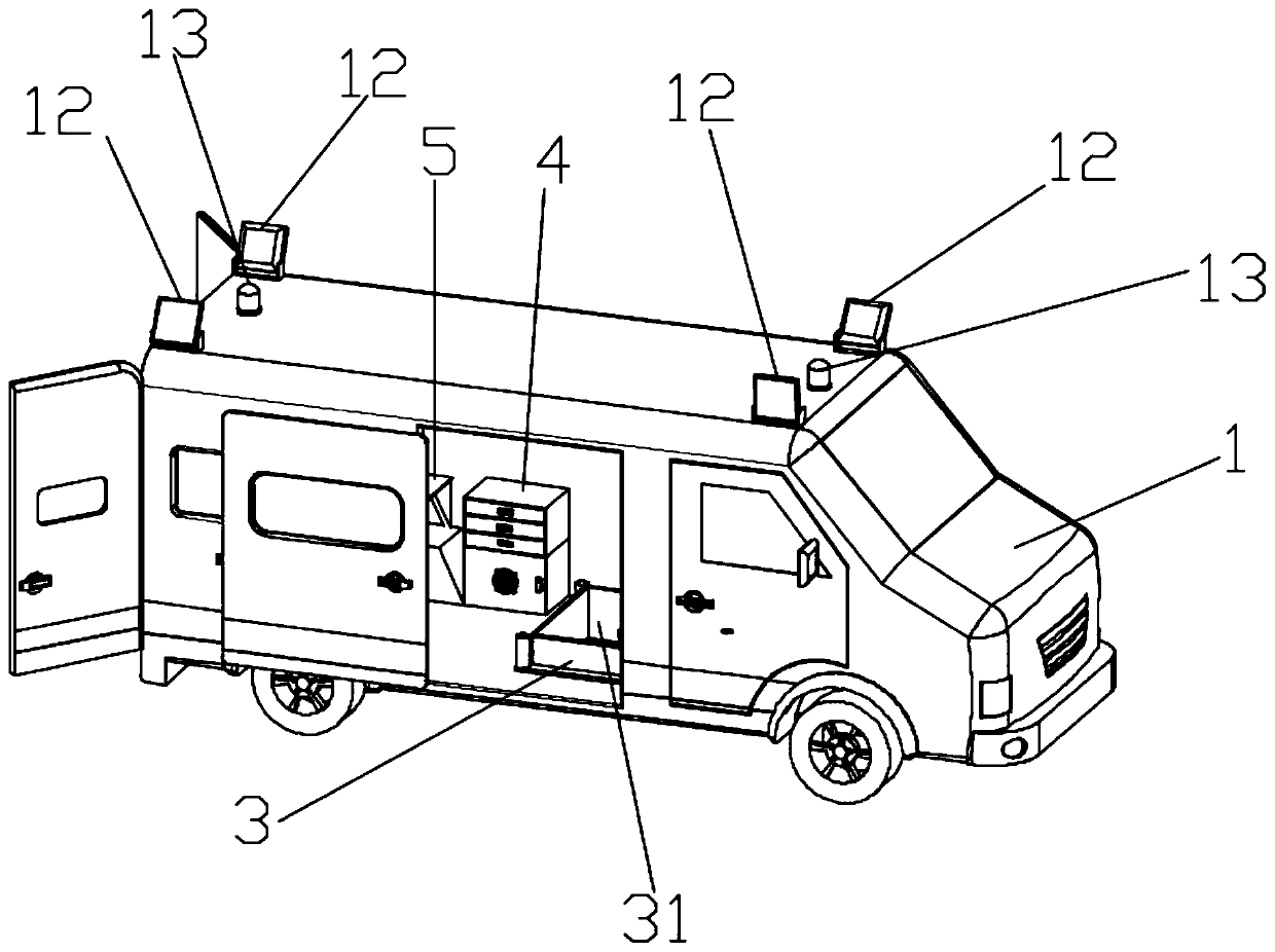 Embedded navigation aid lamp maintenance vehicle