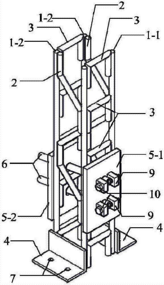 Positioning and connecting device of grid arch frame and feet-lock anchor rods and construction method thereof