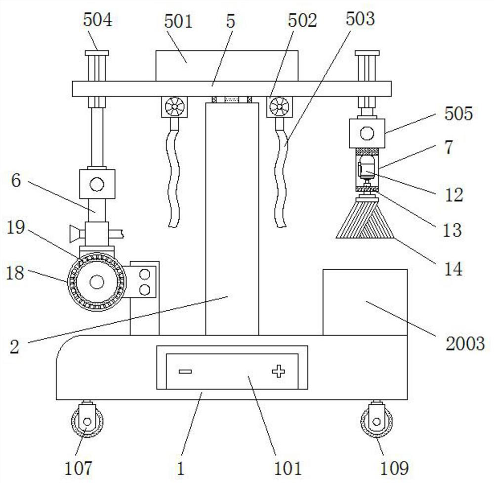 A device for cleaning and dedusting the surface of textile machinery