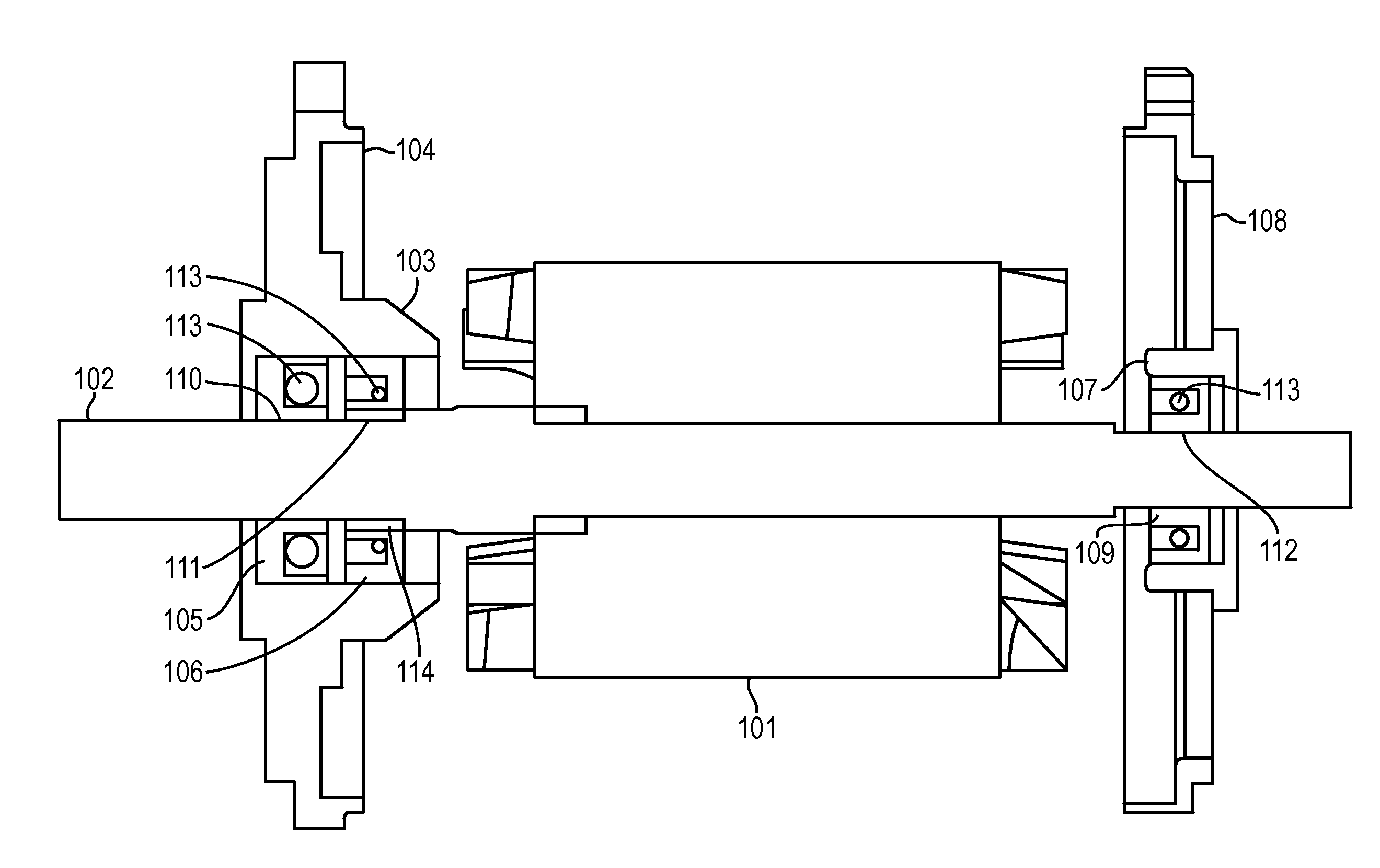 Bearing implementation for a rotating electrical device