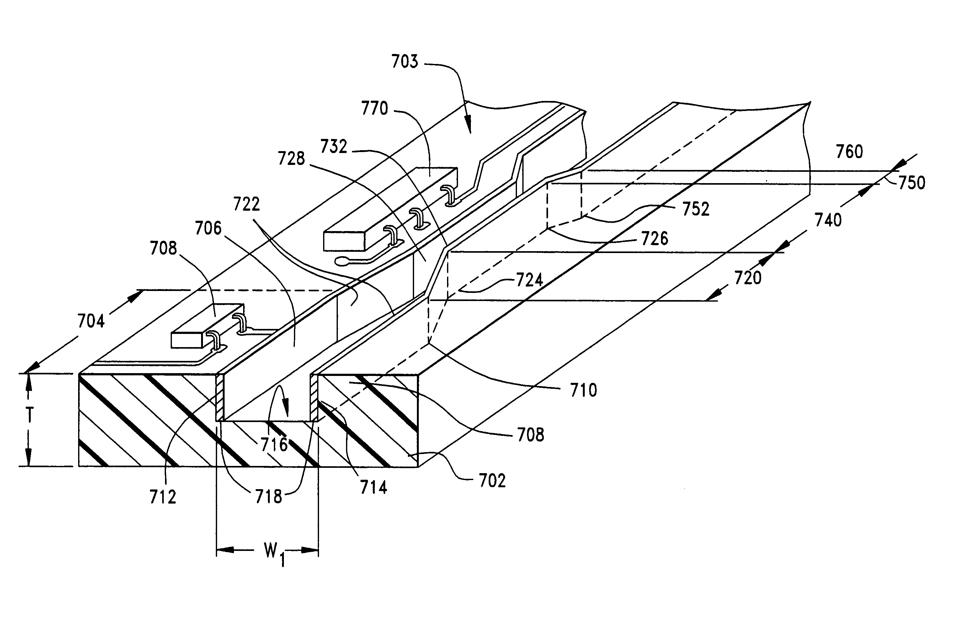 Transmission line having a transforming impedance