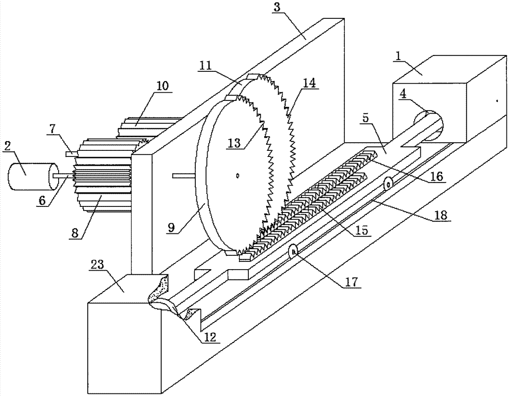 Push rod single-oscillating-tooth transmission opposite-column double-cylinder internal combustion engine