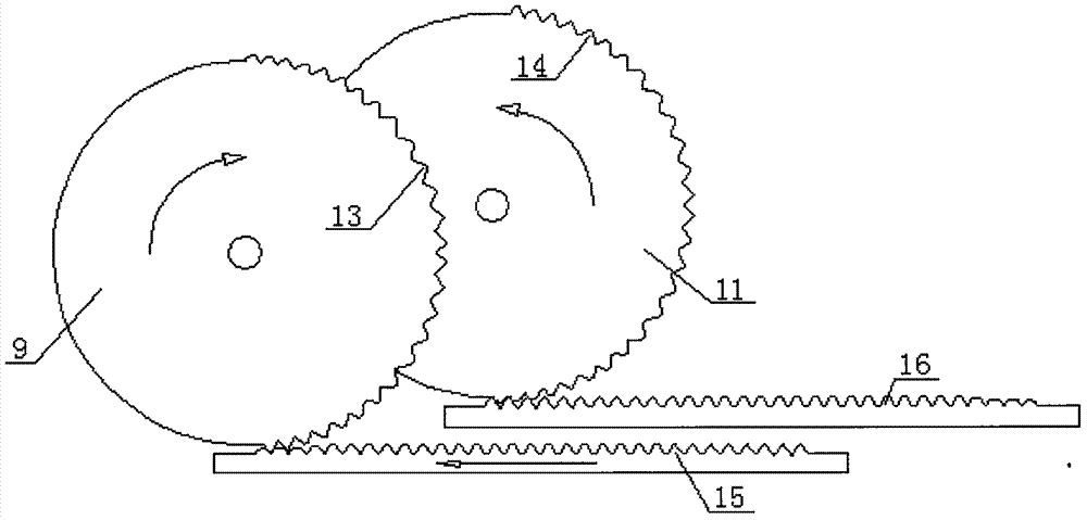 Push rod single-oscillating-tooth transmission opposite-column double-cylinder internal combustion engine