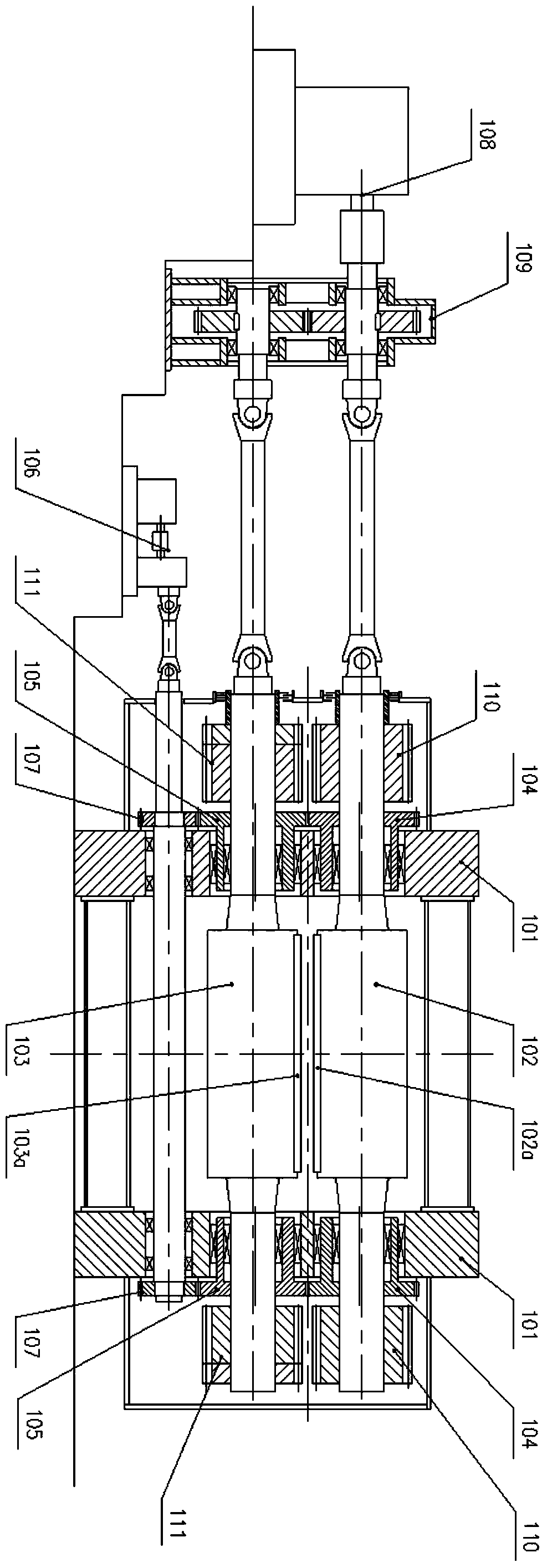 A rotary drum flying shear