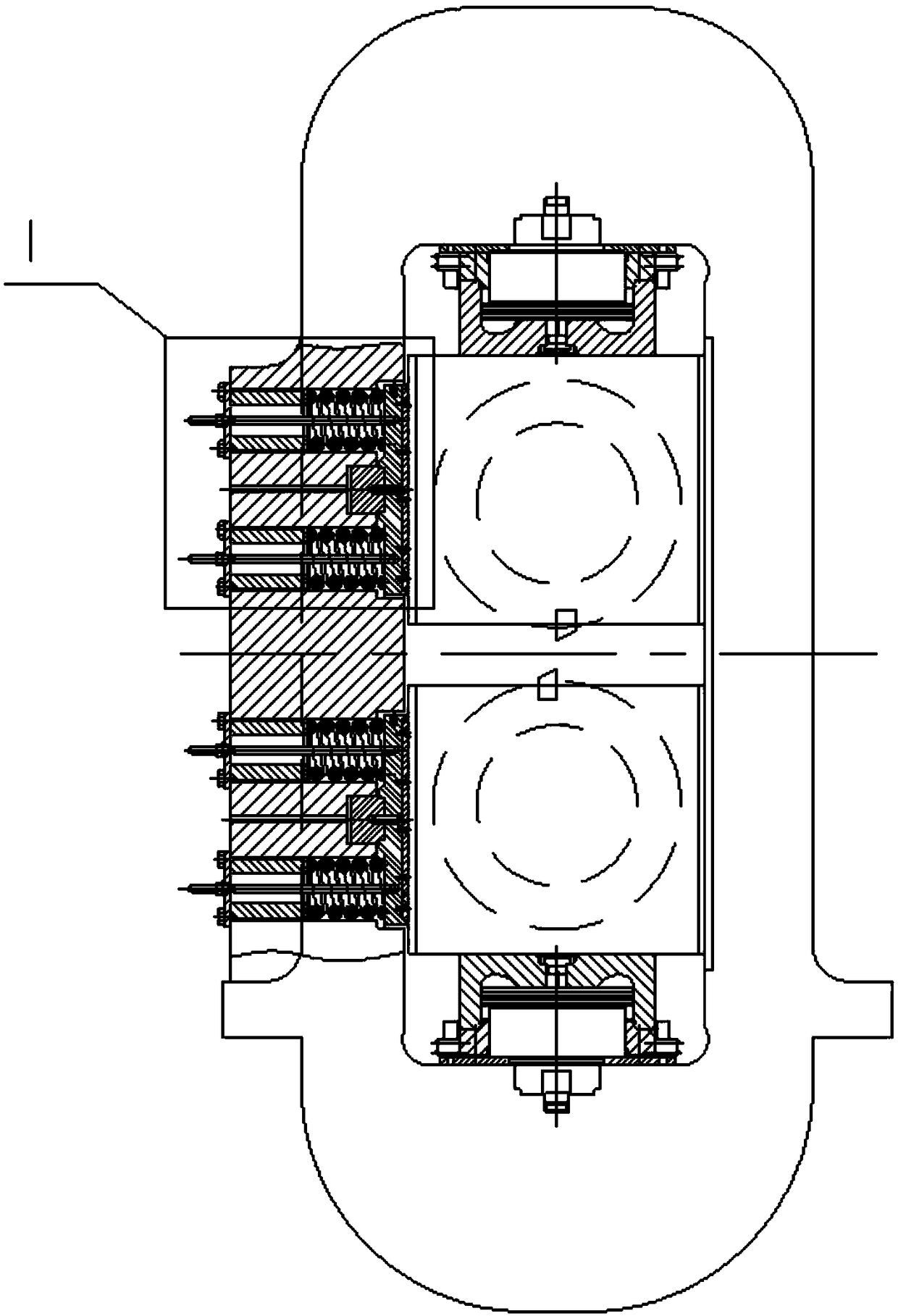 A rotary drum flying shear