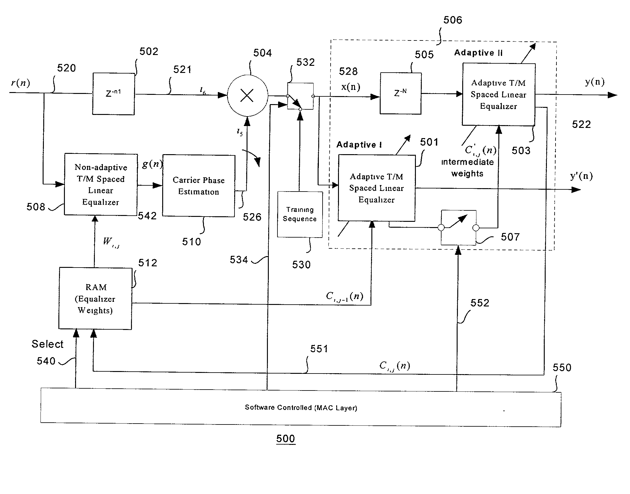 Adaptive equalizer system for short burst modems and link hopping radio networks