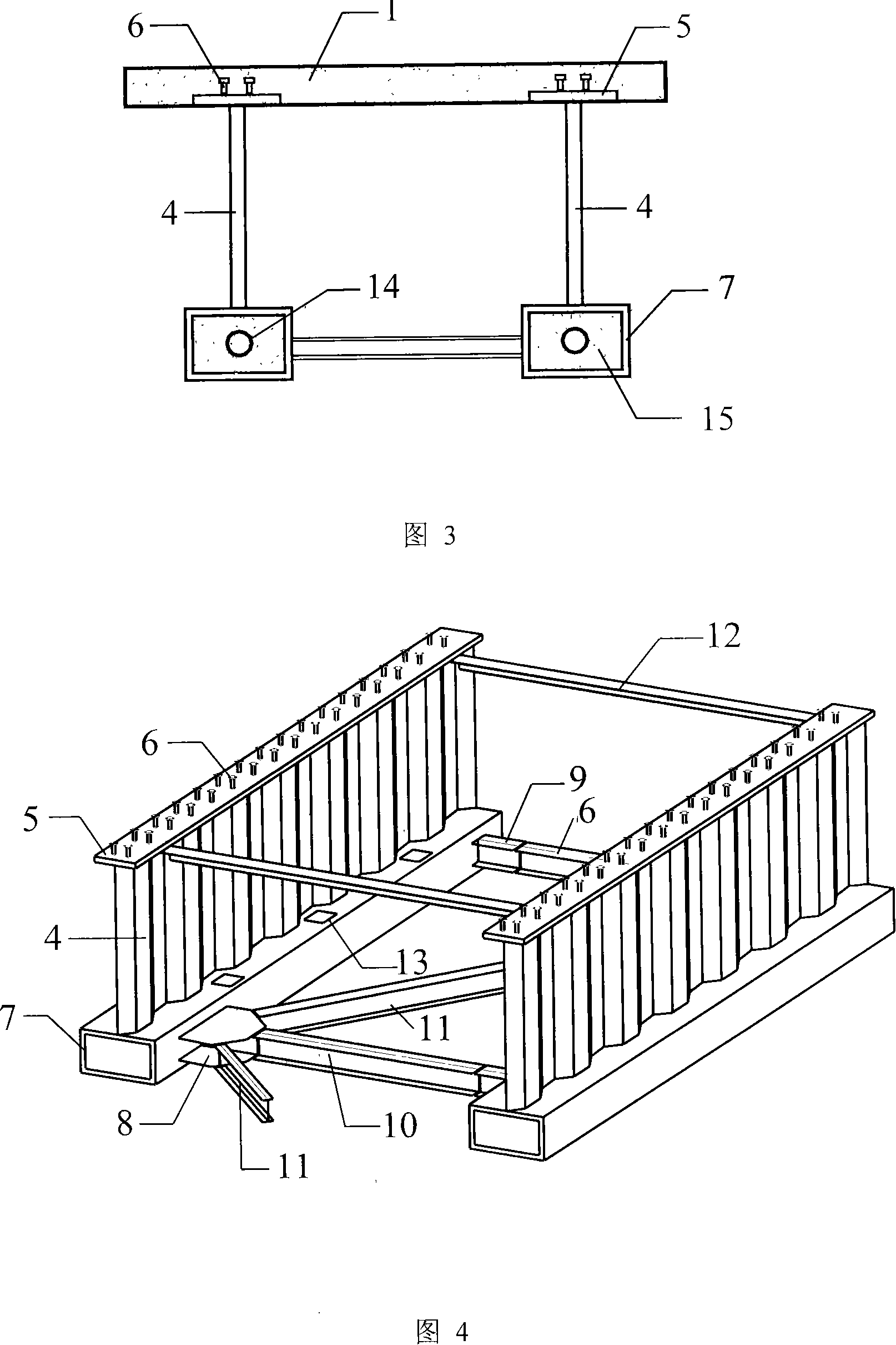 Lower edge open truss style corrugated steel web combination beam