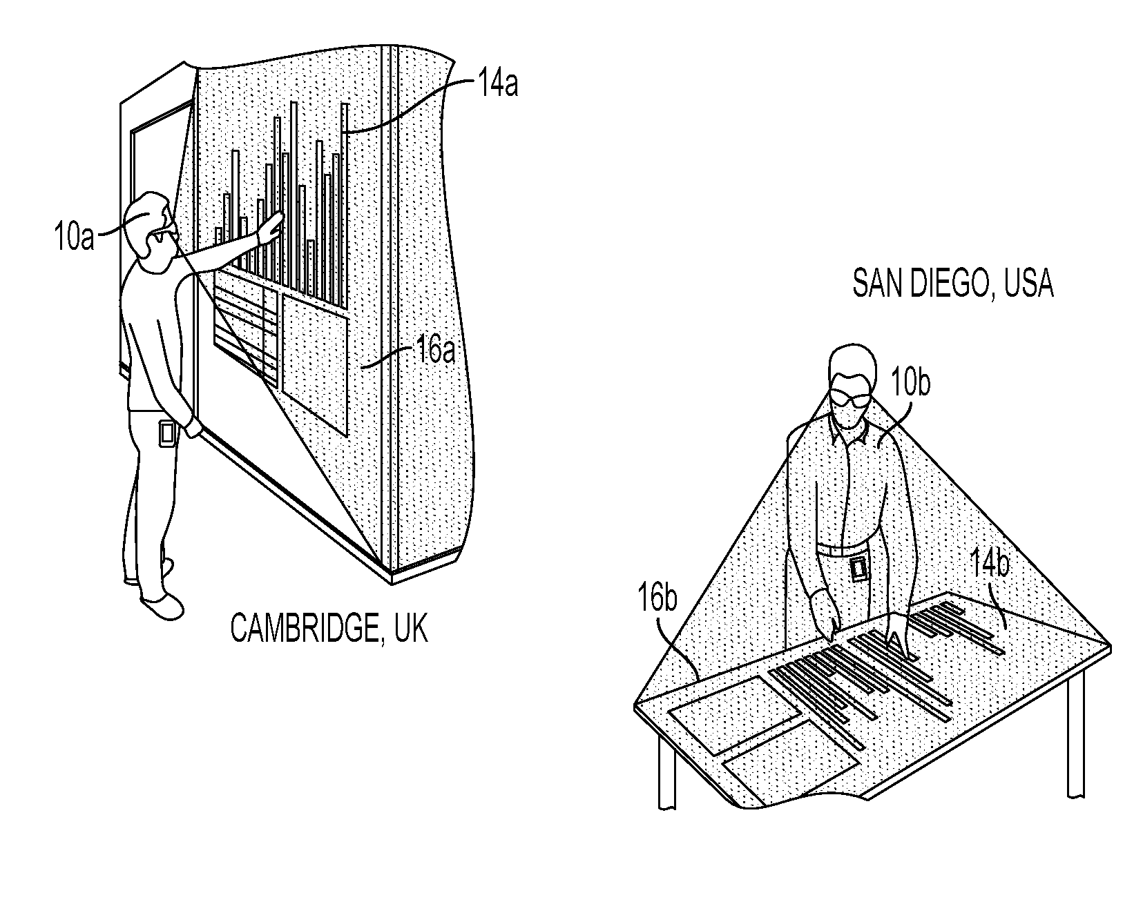 System for the rendering of shared digital interfaces relative to each user's point of view