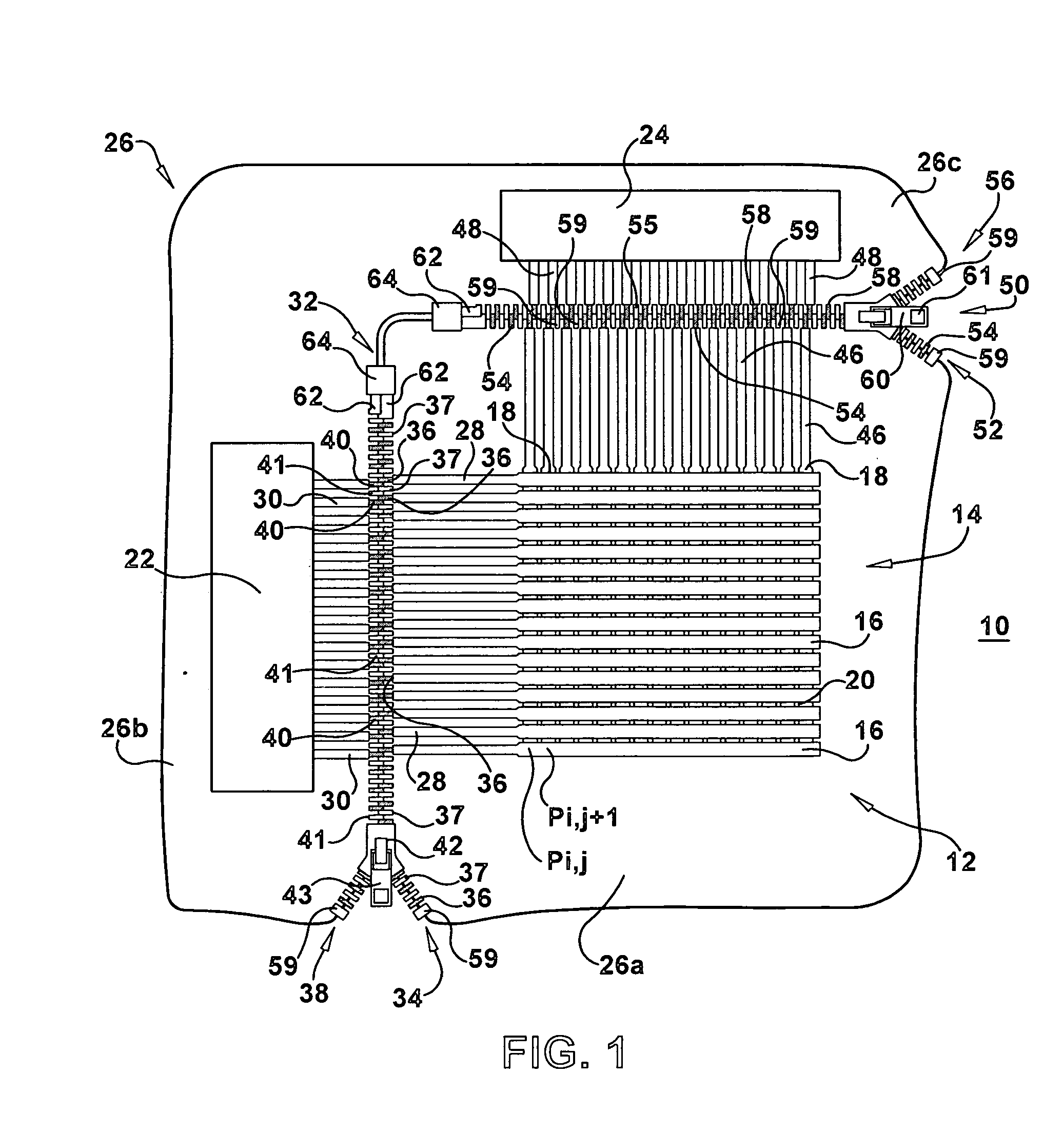 Display device with electrical zipper interconnect