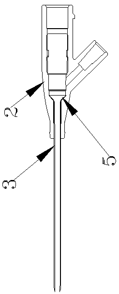 Disposable metal rivet-free indwelling needle