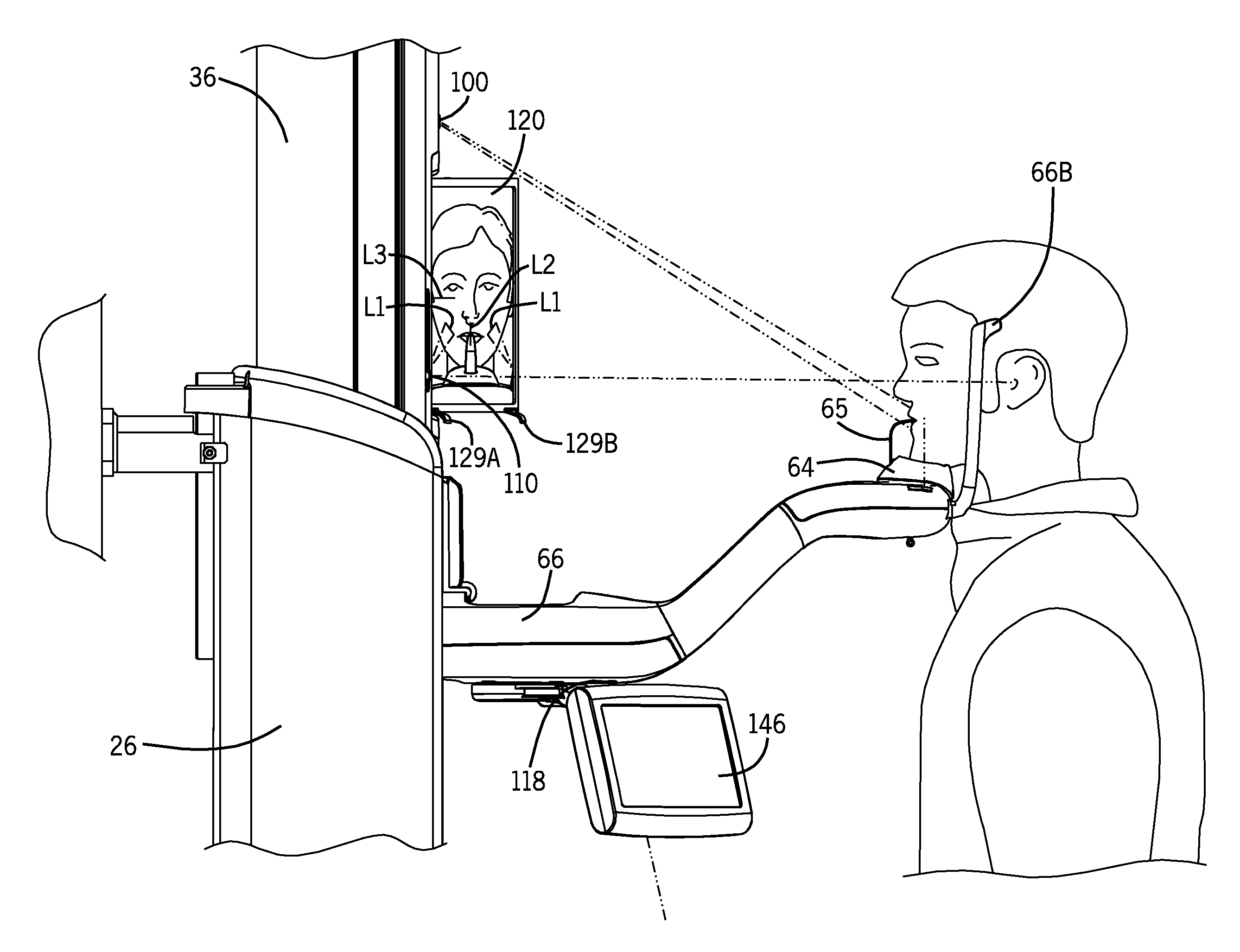 Patient positioning system for panoramic dental radiation imaging system