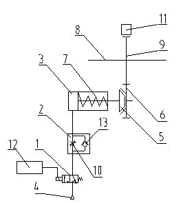 Pneumatic-type intermediate-shaft braking system and braking method