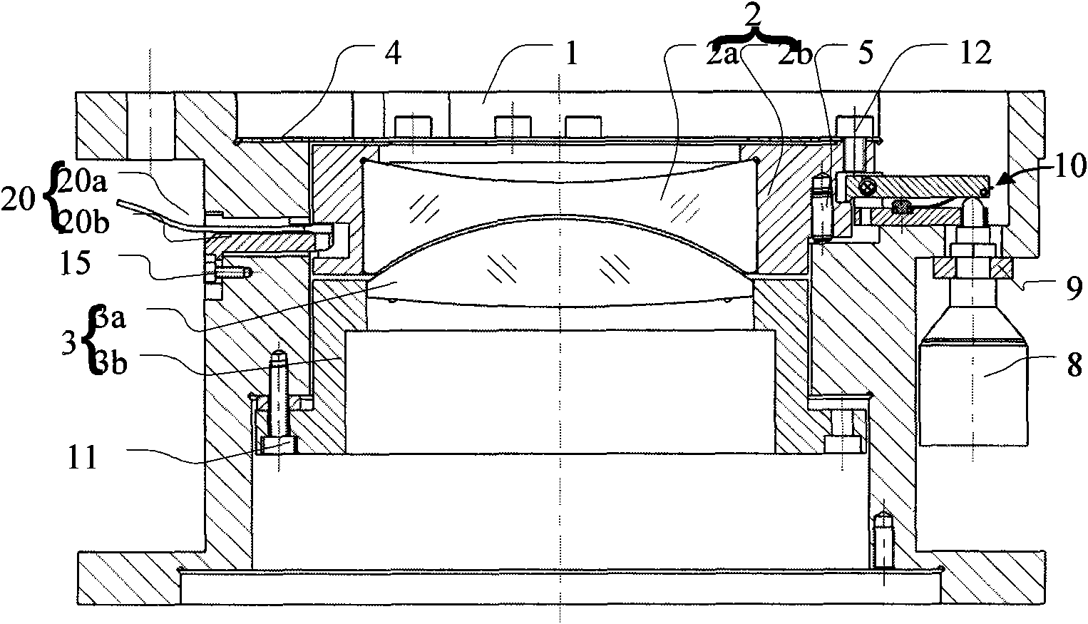 Movable optical element adjusting and positioning device