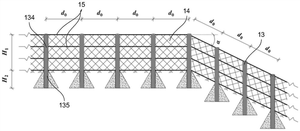 Village and town building torrential flood and debris flow protection system and design method