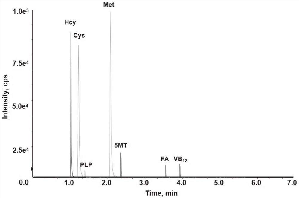 Method and kit for simultaneously detecting various metabolites on homocysteine metabolic pathway and application of method and kit