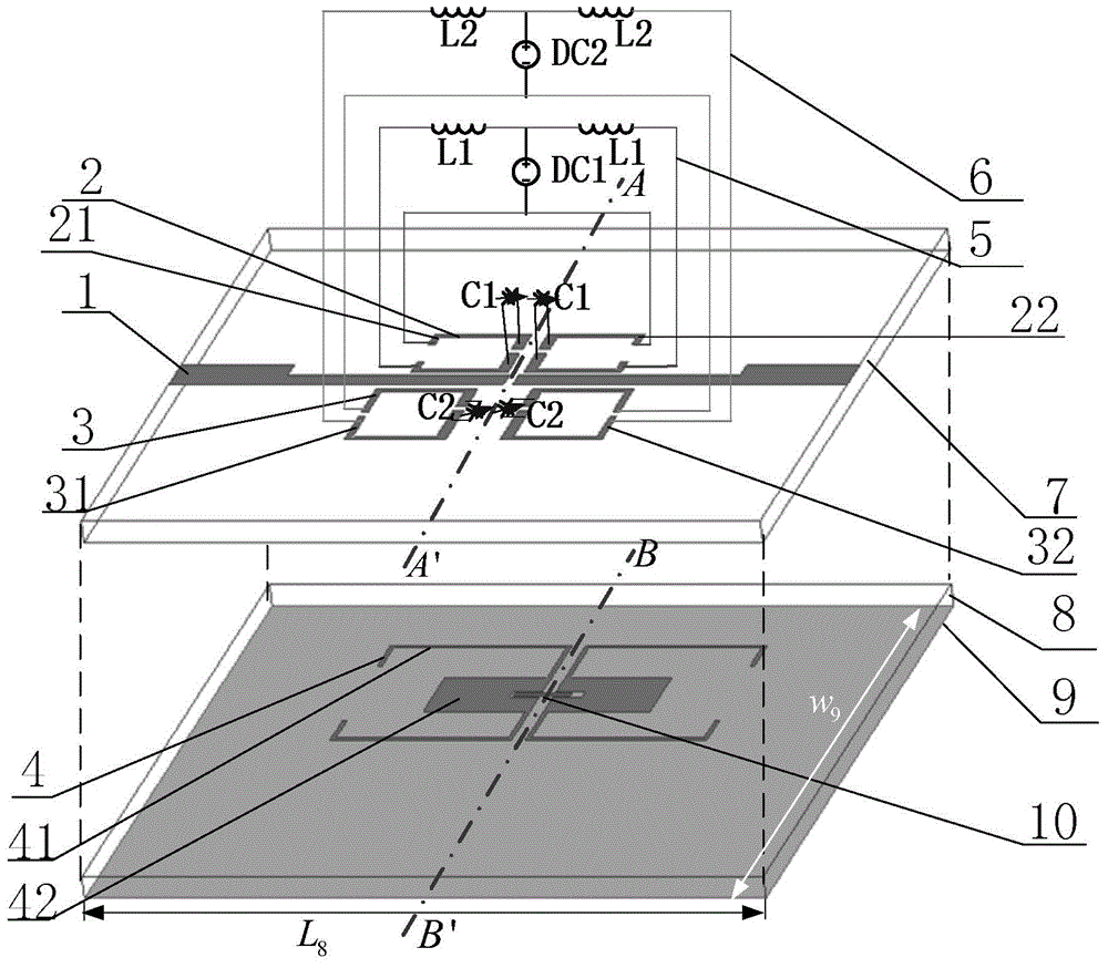 Electrically tunable four-passband filter based on double layered resonator