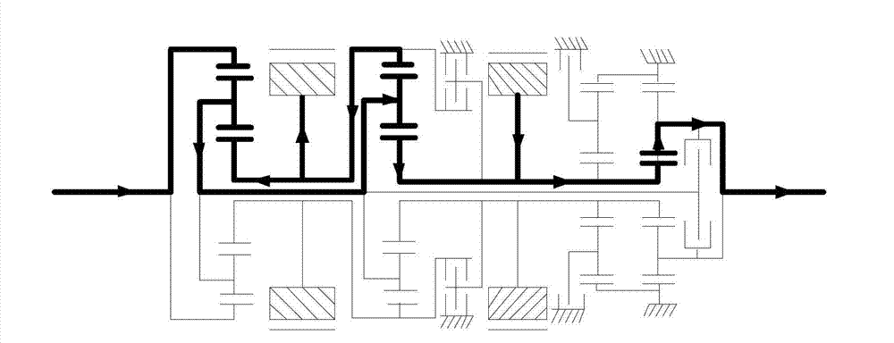 Three-section-type electromechanical composite stepless transmission device for wheel-type load-carrying vehicle