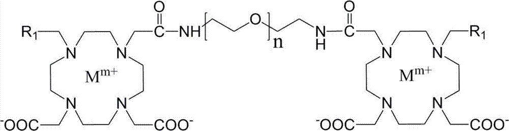 Diamino polyethylene glycol modified paramagnetic metal complex magnetic resonance imaging contrast agent