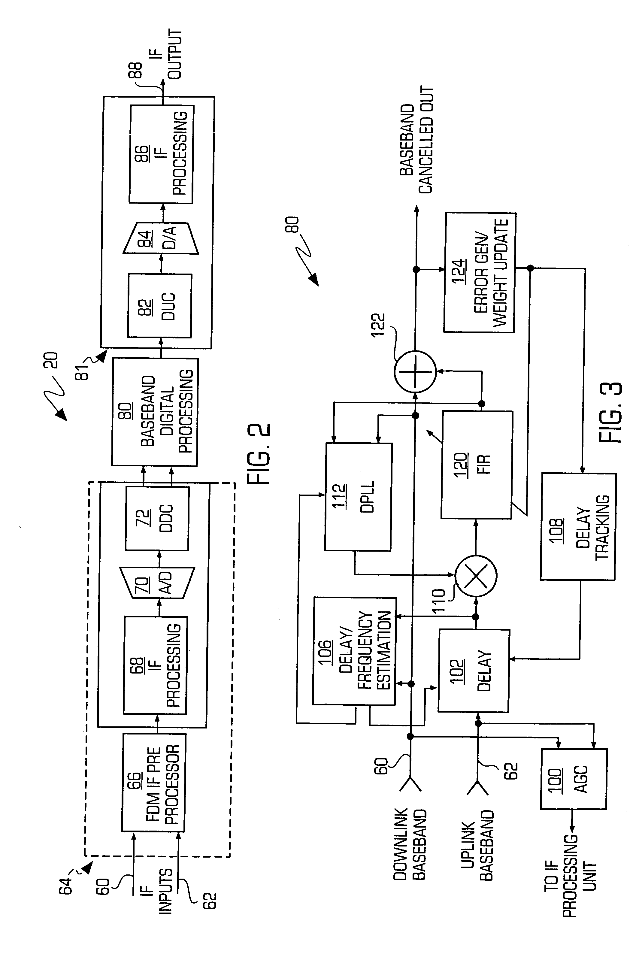 Adaptive canceller for frequency reuse systems