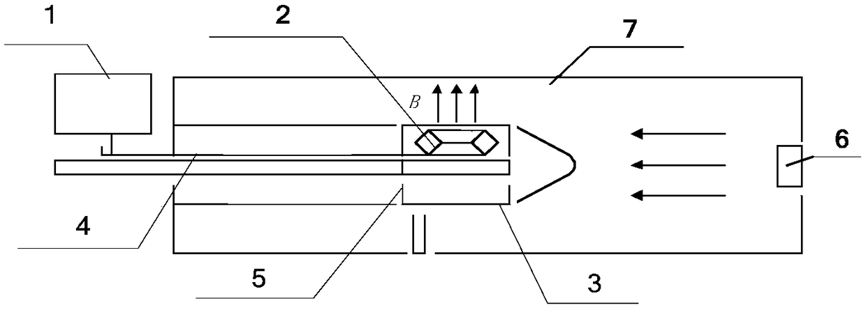 Experiment device for regulation and control of strong-dissipation plasma in spacecraft blackout zone through pulse magnetic field