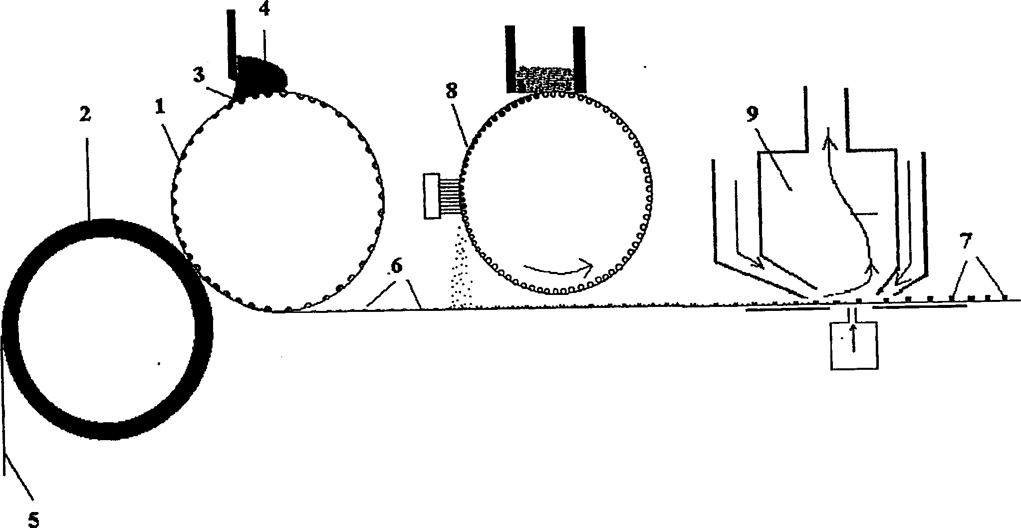 Method and equipment for producing flexible cloth possessing hot melt adhesive coating layer applied by wire mesh