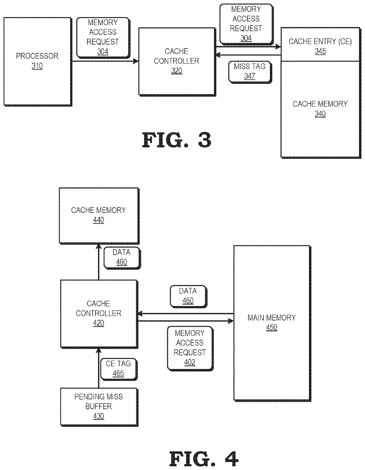 System and method for identifying pendency of a memory access request at a cache entry