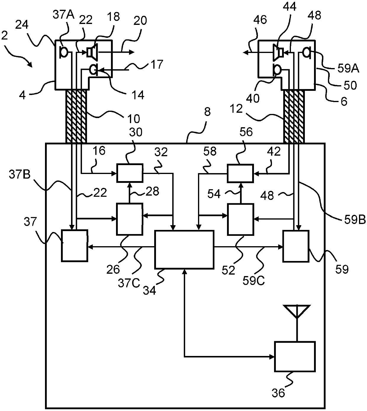 Hearing protection system with own voice estimation and related methods