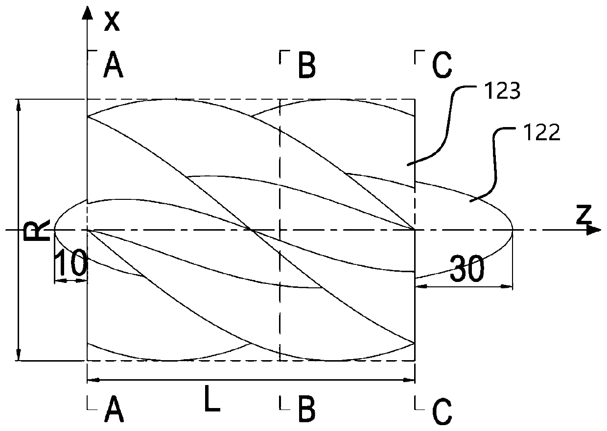 A spiral vane diversion type phase separation device