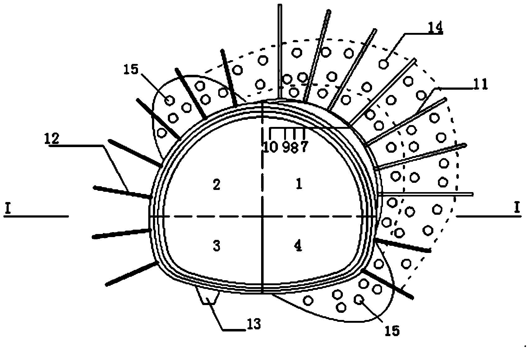 Excavation and support method of asymmetric squeezing type deformation tunnel